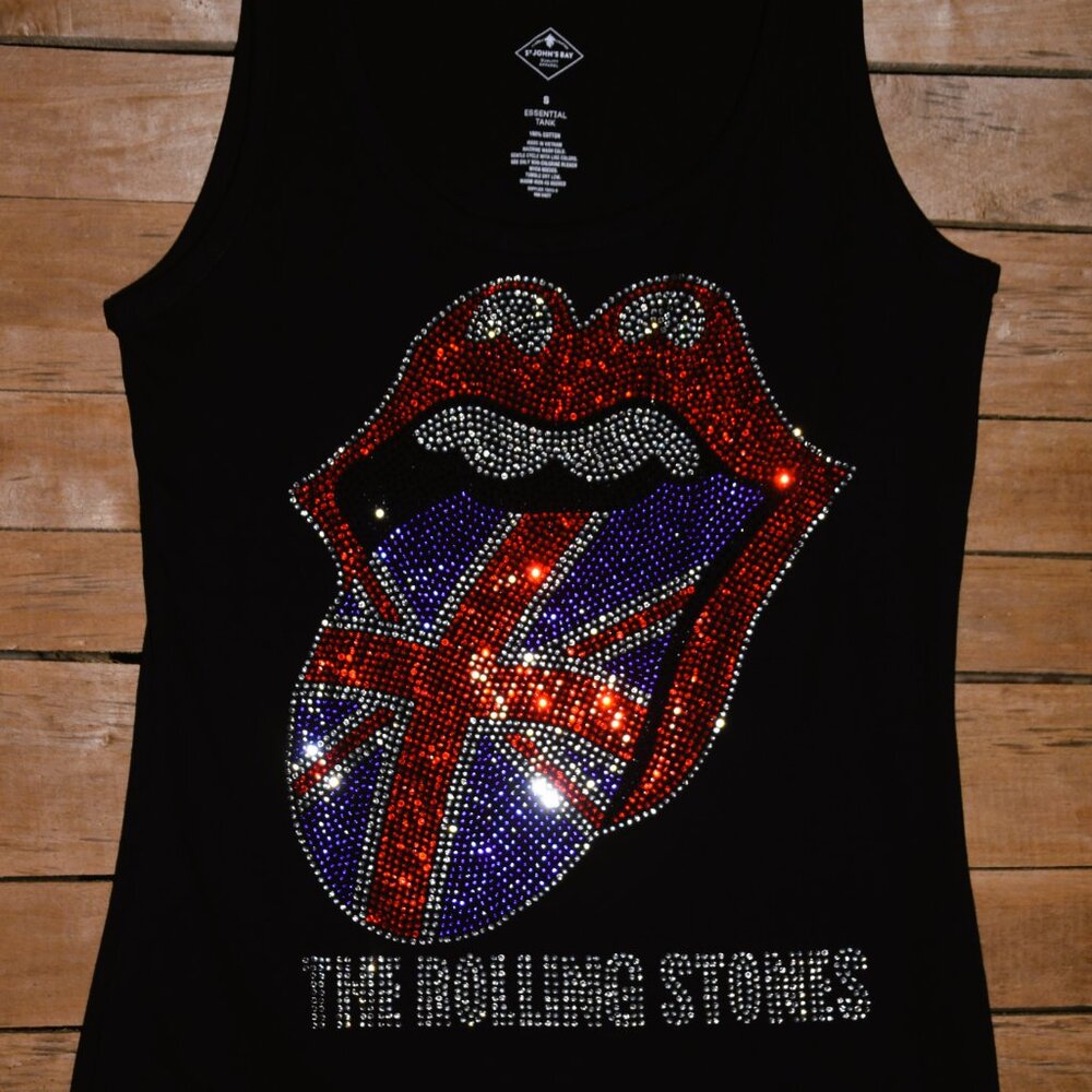 The Rolling Stones British Flag rhinestone tank XS  S M L XL XXL 1X 2X 3X 4X 5X